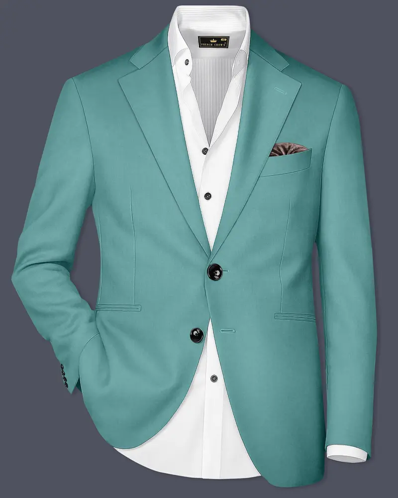 Travirid-Gothic Green Wool Rich Single Breasted Slight Stretch Blazer 1