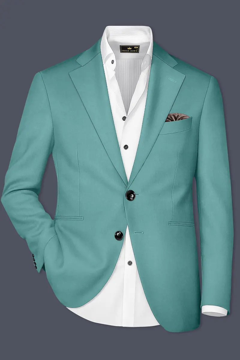 Travirid-Gothic Green Wool Rich Single Breasted Slight Stretch Blazer 2