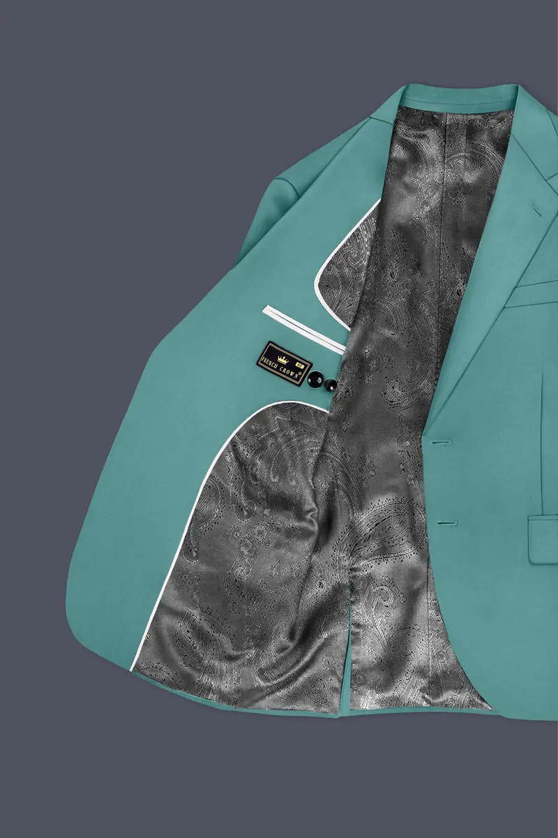 Travirid-Gothic Green Wool Rich Single Breasted Slight Stretch Blazer 5