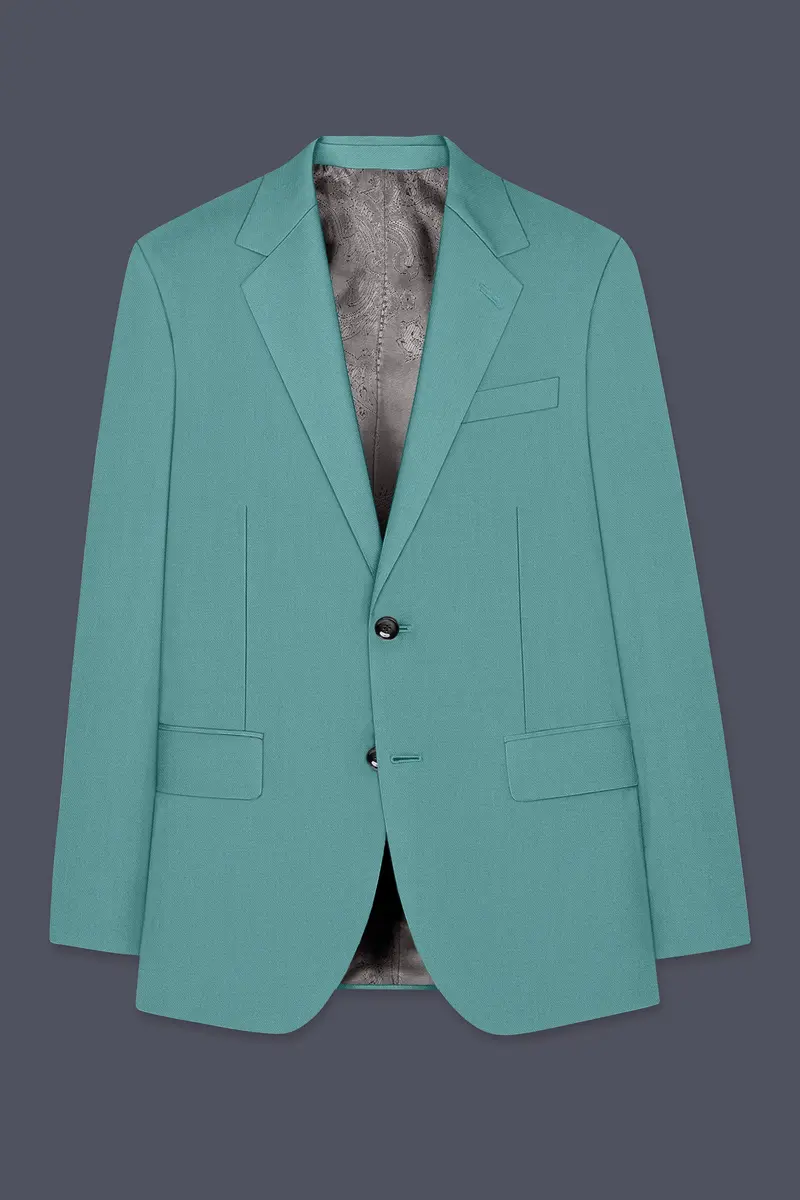 Travirid-Gothic Green Wool Rich Single Breasted Slight Stretch Blazer 7