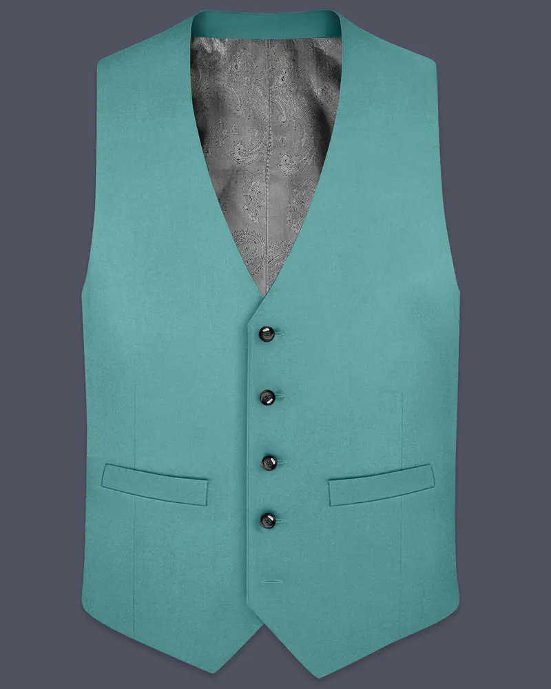 Travirid-Gothic Green Wool Rich Slight Stretch Waistcoat 1