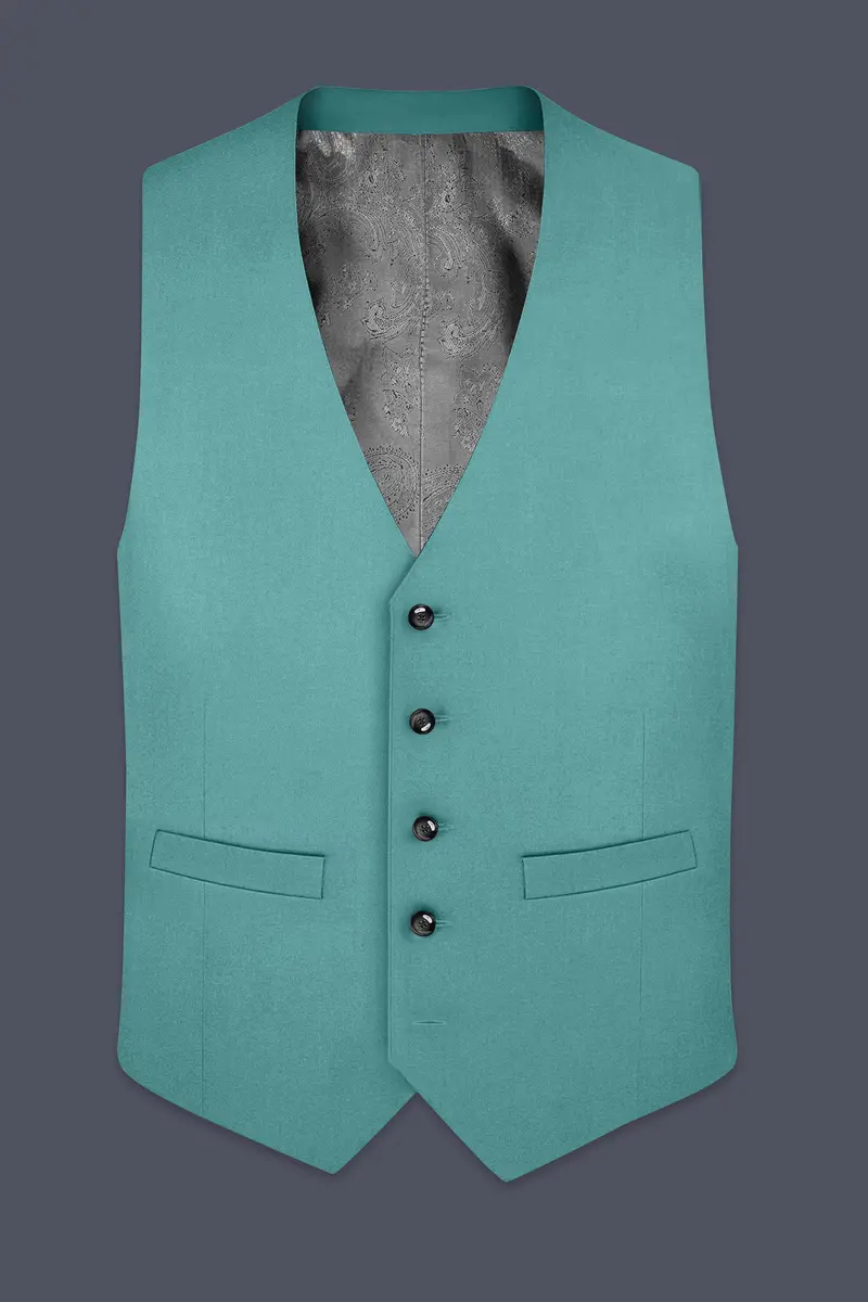 Travirid-Gothic Green Wool Rich Slight Stretch Waistcoat 2