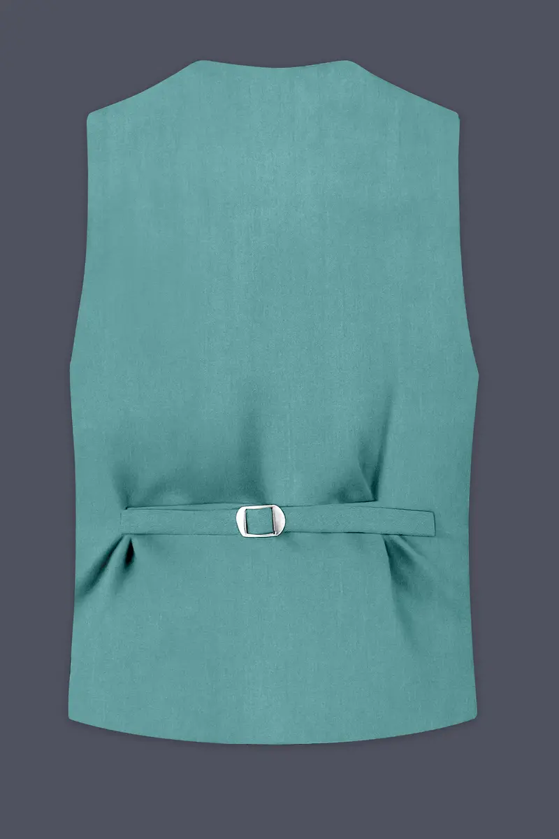 Travirid-Gothic Green Wool Rich Slight Stretch Waistcoat 4