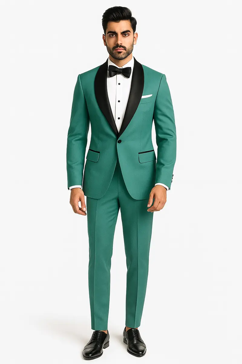 Travirid-Gothic Green Wool Rich Tuxedo Slight Stretch Blazer 10