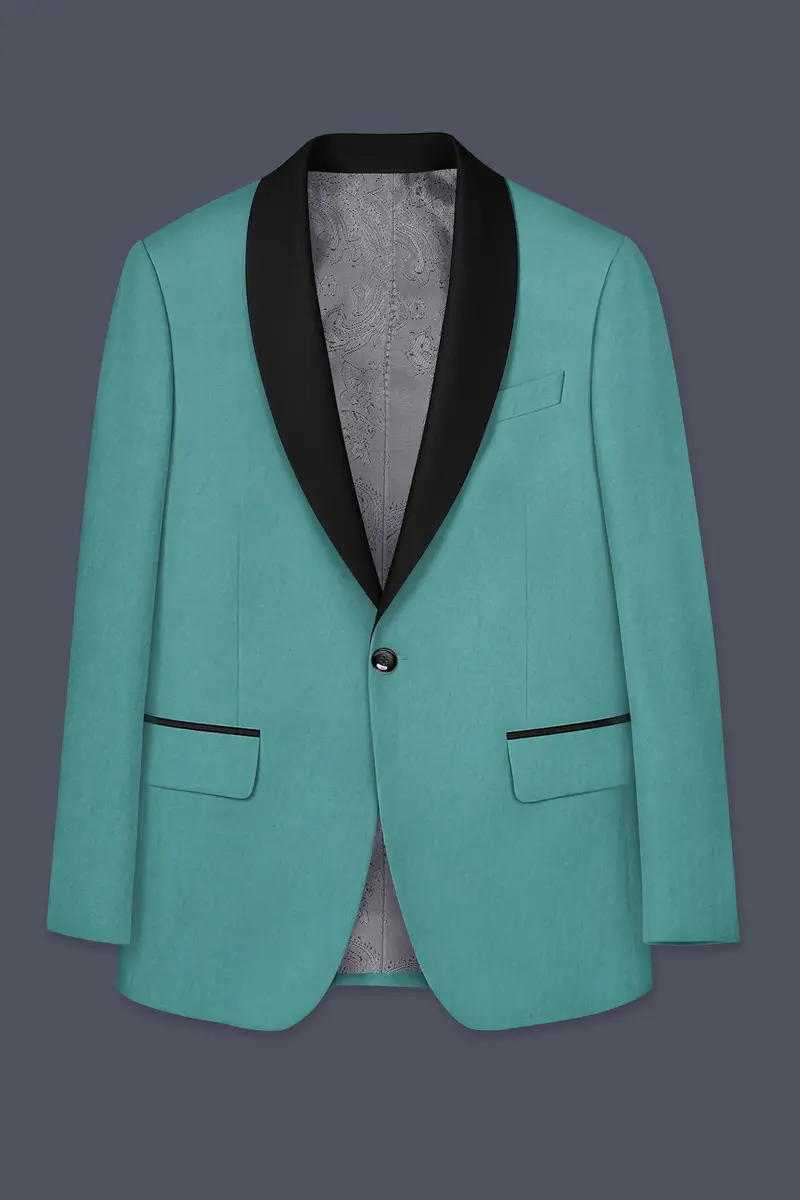 Travirid-Gothic Green Wool Rich Tuxedo Slight Stretch Blazer 7