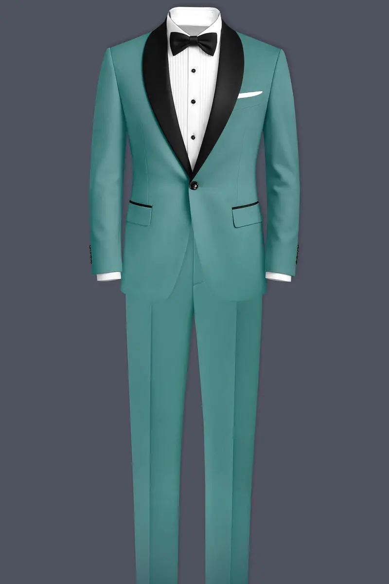 Travirid-Gothic Green Wool Rich Tuxedo Slight Stretch Blazer 9
