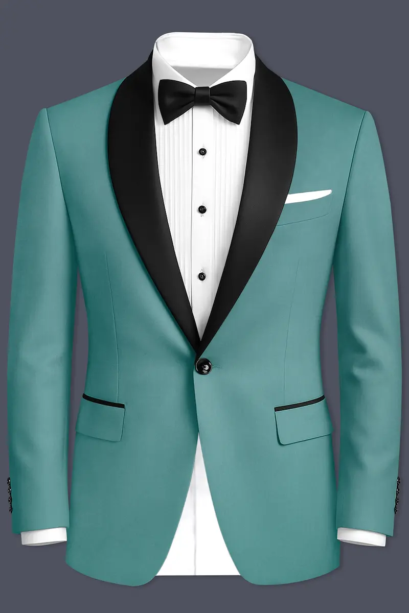 Travirid-Gothic Green Wool Rich Tuxedo Slight Stretch Suit 10