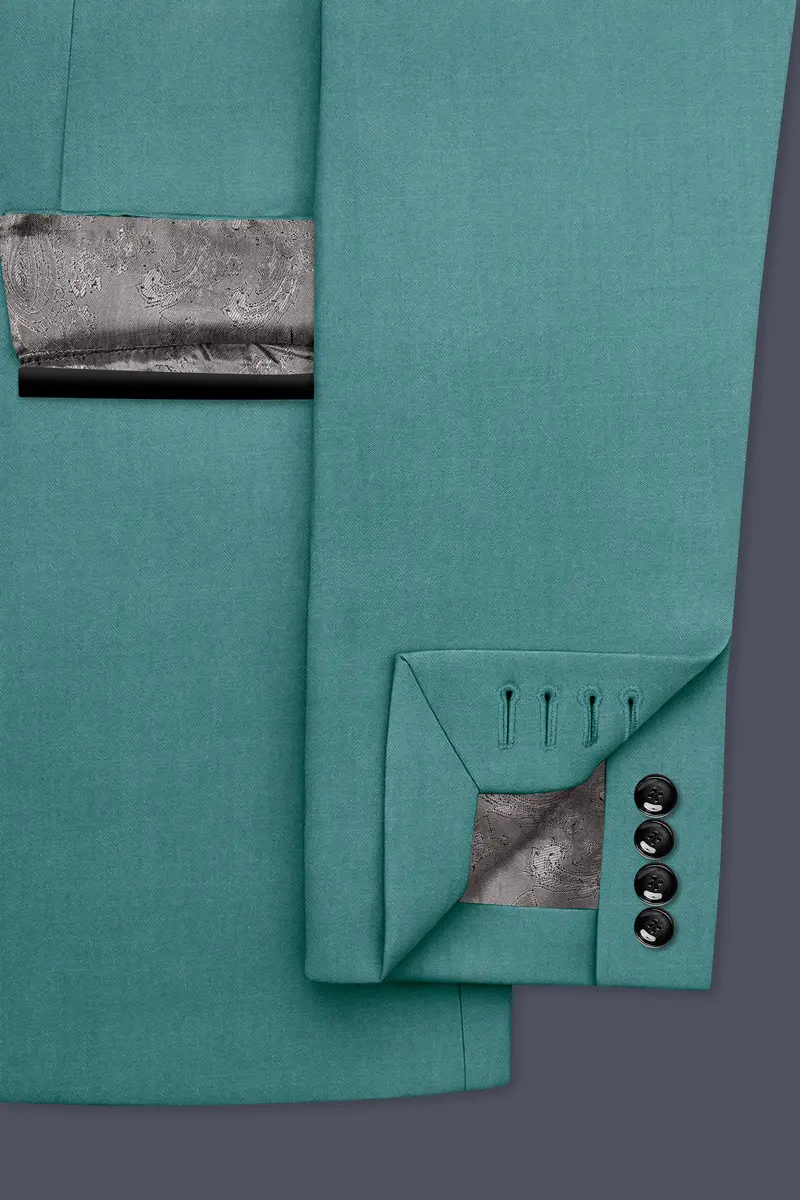 Travirid-Gothic Green Wool Rich Tuxedo Slight Stretch Suit 7
