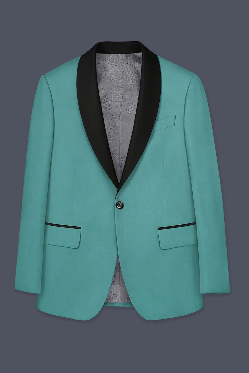 Travirid-Gothic Green Wool Rich Tuxedo Slight Stretch Suit 8