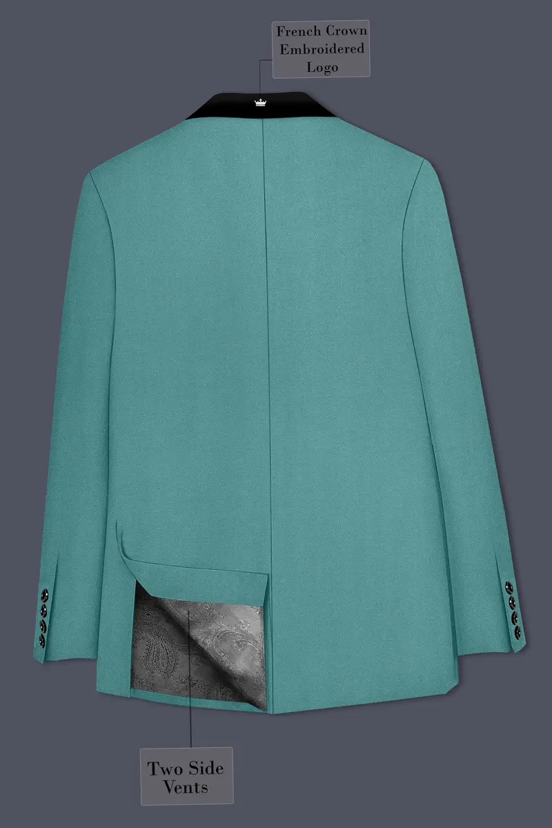Travirid-Gothic Green Wool Rich Tuxedo Slight Stretch Suit 9