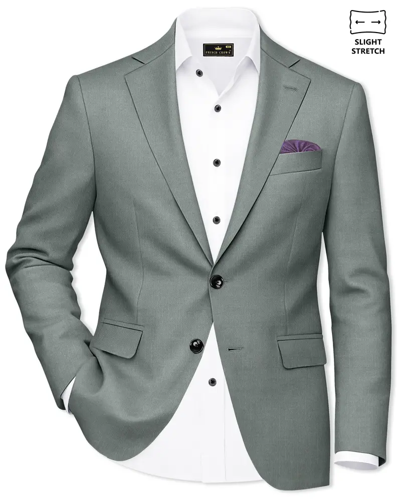 Travliam-William Green Wool Rich Single Breasted Slight Stretch Blazer 1