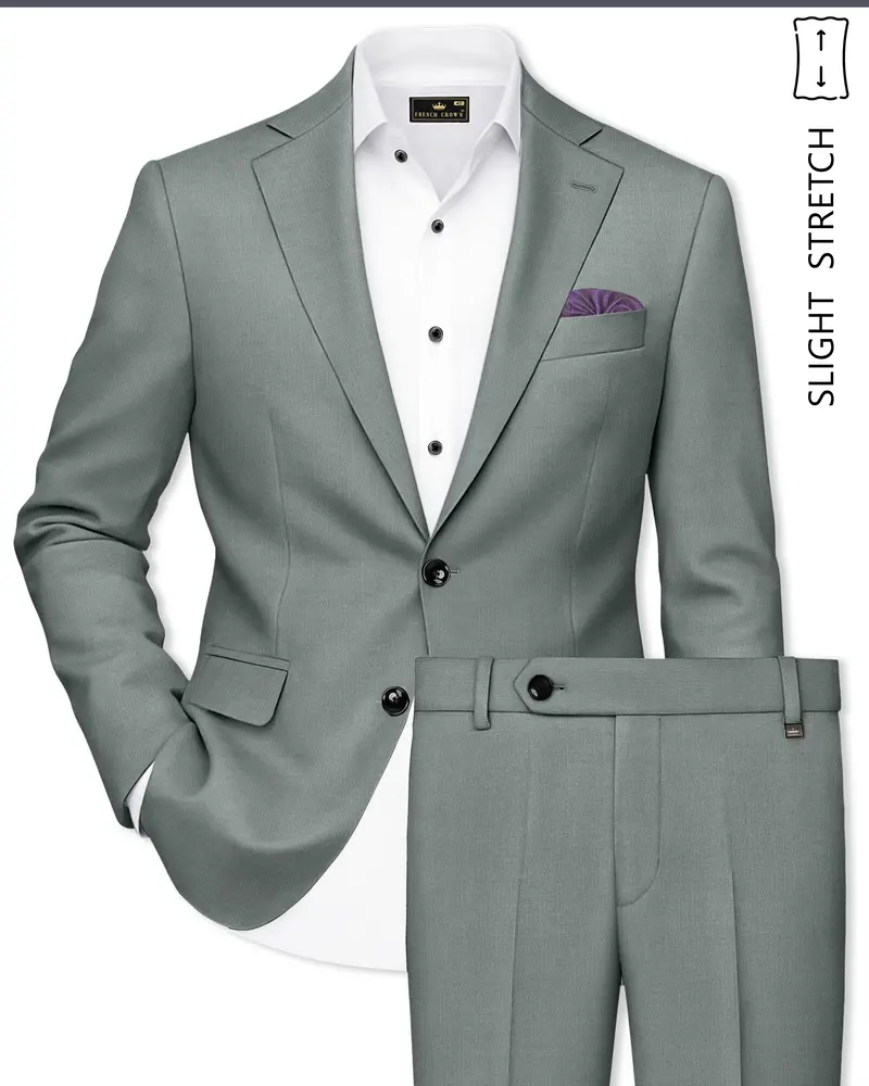 Travliam-William Green Wool Rich Single Breasted Slight Stretch Suit 1