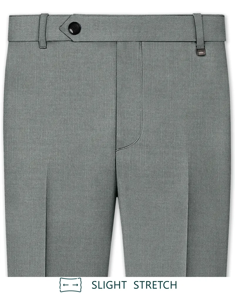 Travliam-William Green Wool Rich Slight Stretch Waistband Pant 1