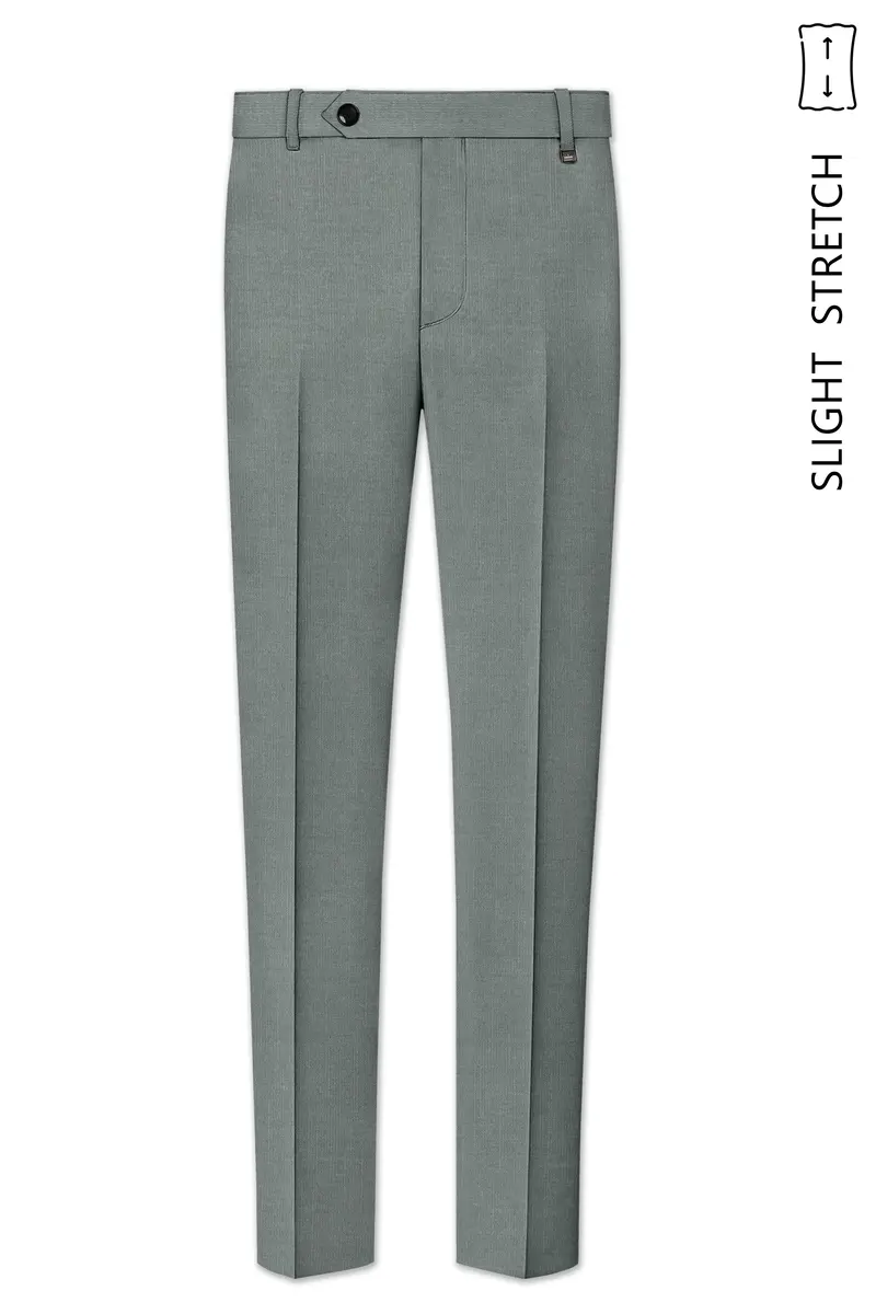 Travliam-William Green Wool Rich Slight Stretch Waistband Pant 2