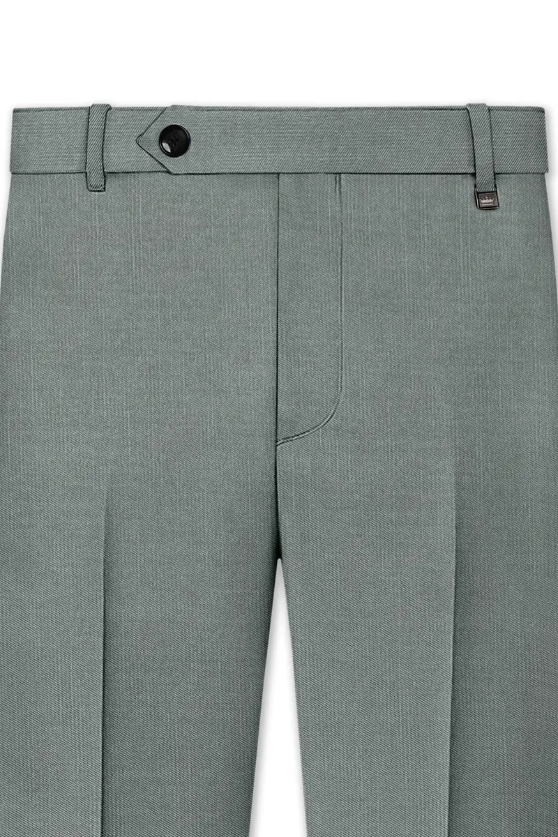 Travliam-William Green Wool Rich Slight Stretch Waistband Pant 4