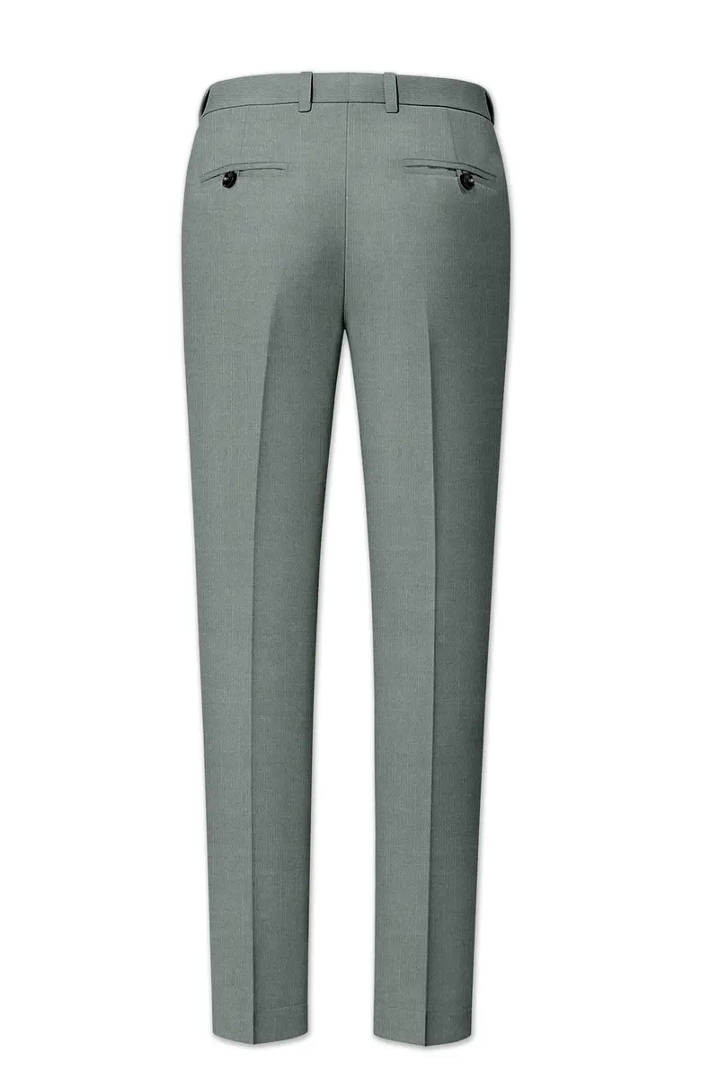 Travliam-William Green Wool Rich Slight Stretch Waistband Pant 5