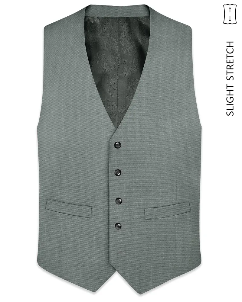 Travliam-William Green Wool Rich Slight Stretch Waistcoat 1
