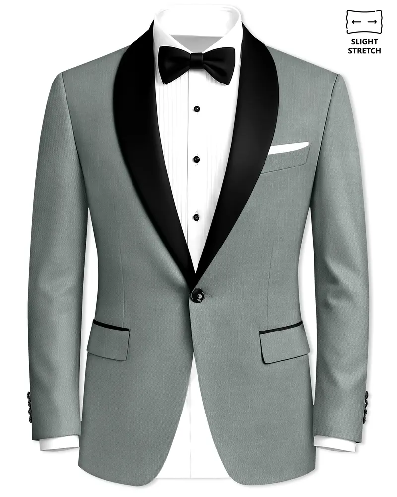 Travliam-William Green Wool Rich Tuxedo Slight Stretch Blazer 1