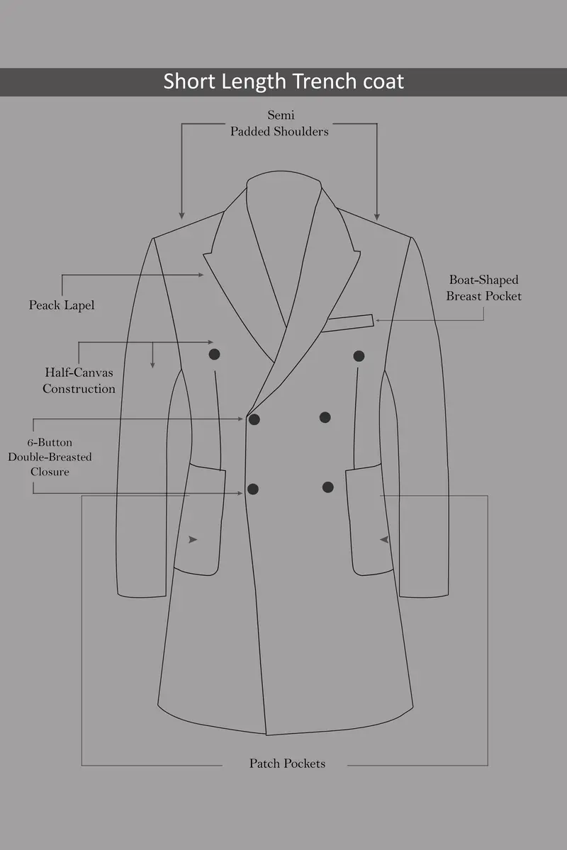 Trenchio-Catalina Blue Dobby Textured Wool Rich Double Breasted Overcoat With Pant 11