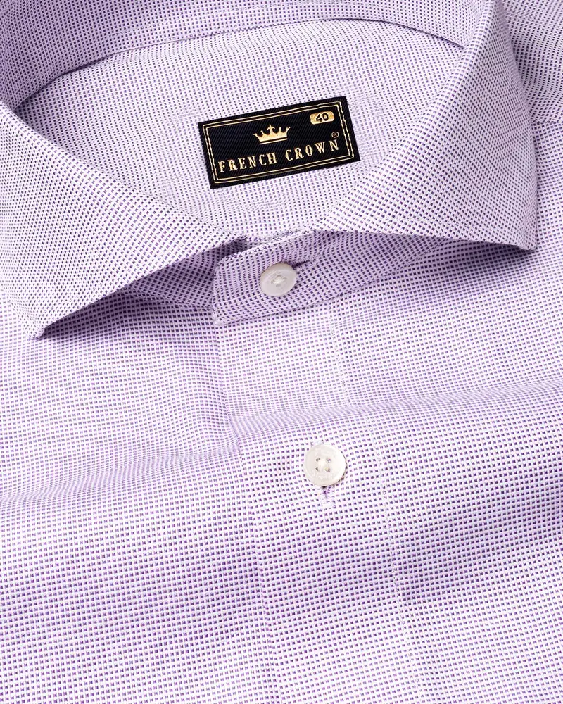 Trendy Pink And White Dobby Textured Premium Giza Cotton Shirt 1