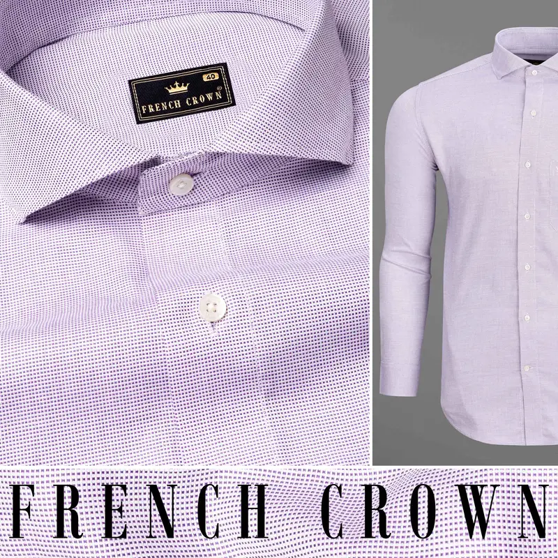 Trendy Pink And White Dobby Textured Premium Giza Cotton Shirt 10