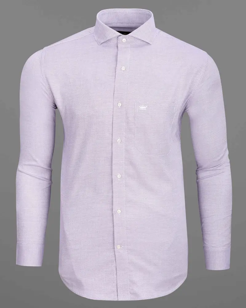 Trendy Pink And White Dobby Textured Premium Giza Cotton Shirt 5