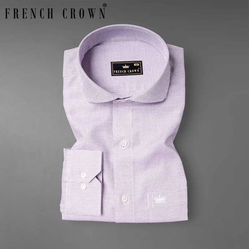 Trendy Pink And White Dobby Textured Premium Giza Cotton Shirt 7