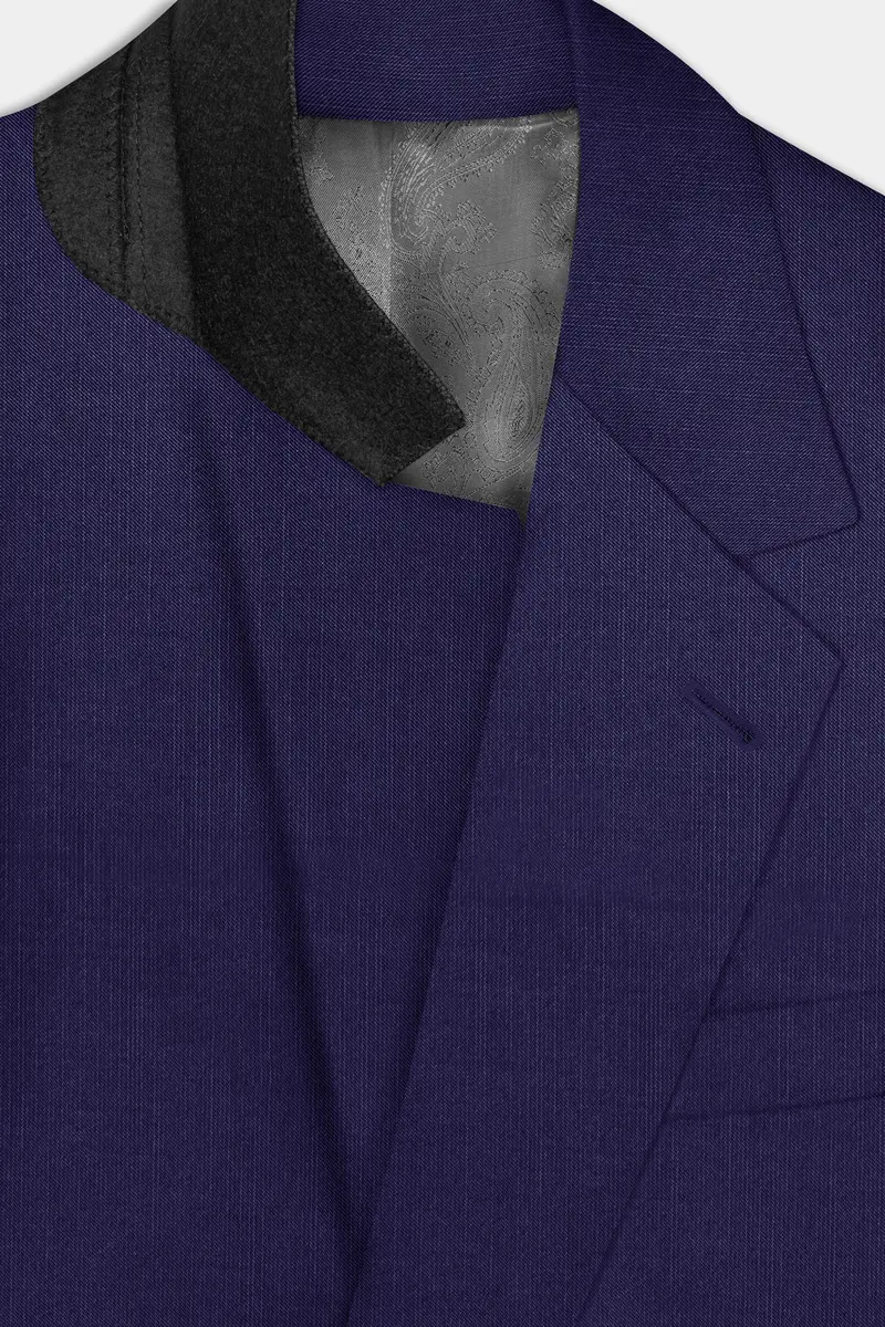Triton-Martinique Blue Solid Wool Rich Single Breasted Slight Stretch Suit 5