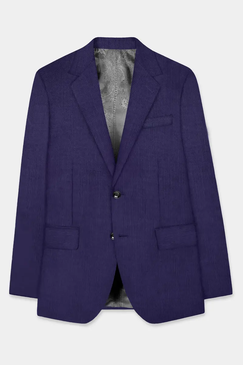 Triton-Martinique Blue Solid Wool Rich Single Breasted Slight Stretch Suit 8