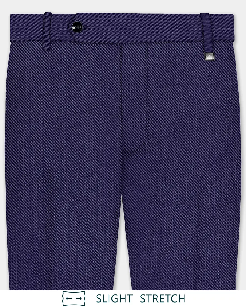 Triton-Martinique Blue Solid Wool Rich Slight Stretch Waistband Pant 1