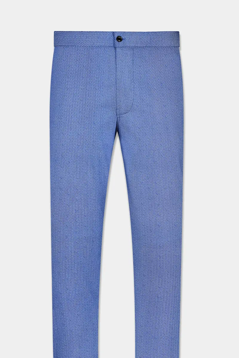 Tropaz Blue Textured Poplin Giza Cotton Lounge Pant 2