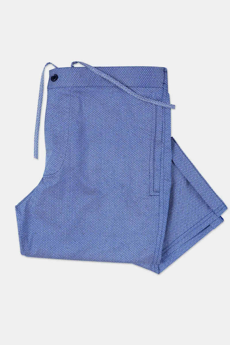 Tropaz Blue Textured Poplin Giza Cotton Lounge Pant 4