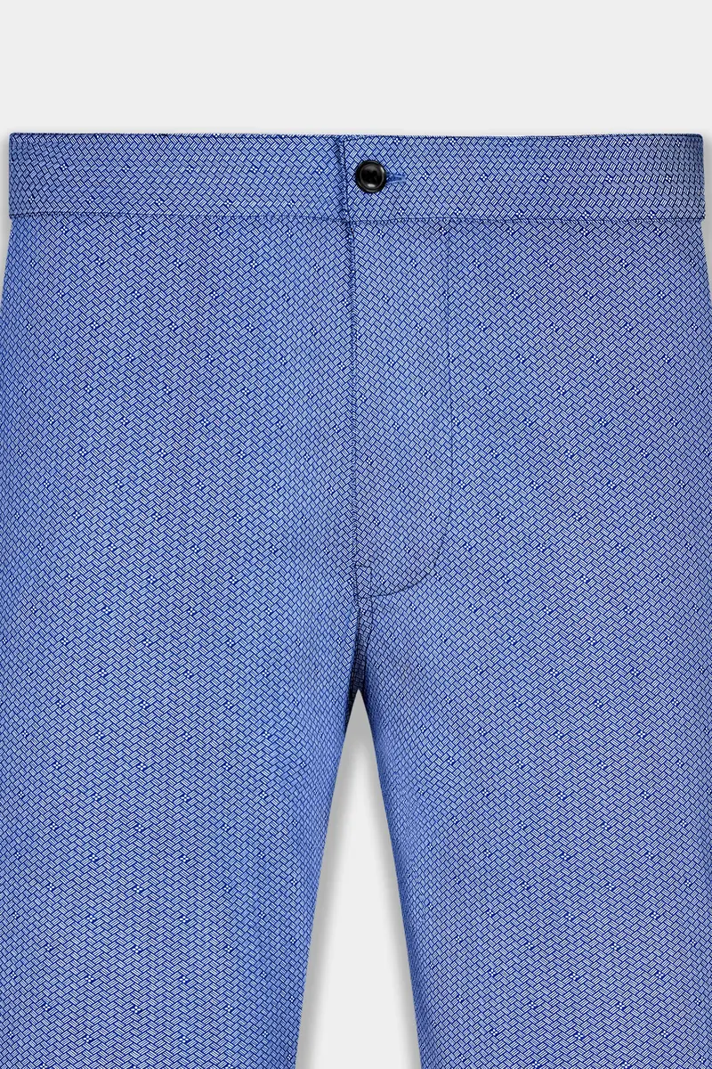Tropaz Blue Textured Poplin Giza Cotton Lounge Pant 5