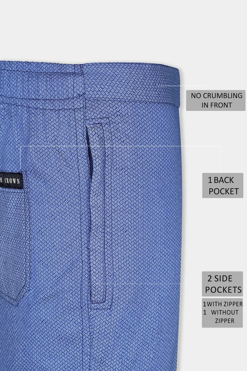 Tropaz Blue Textured Poplin Giza Cotton Lounge Pant 7