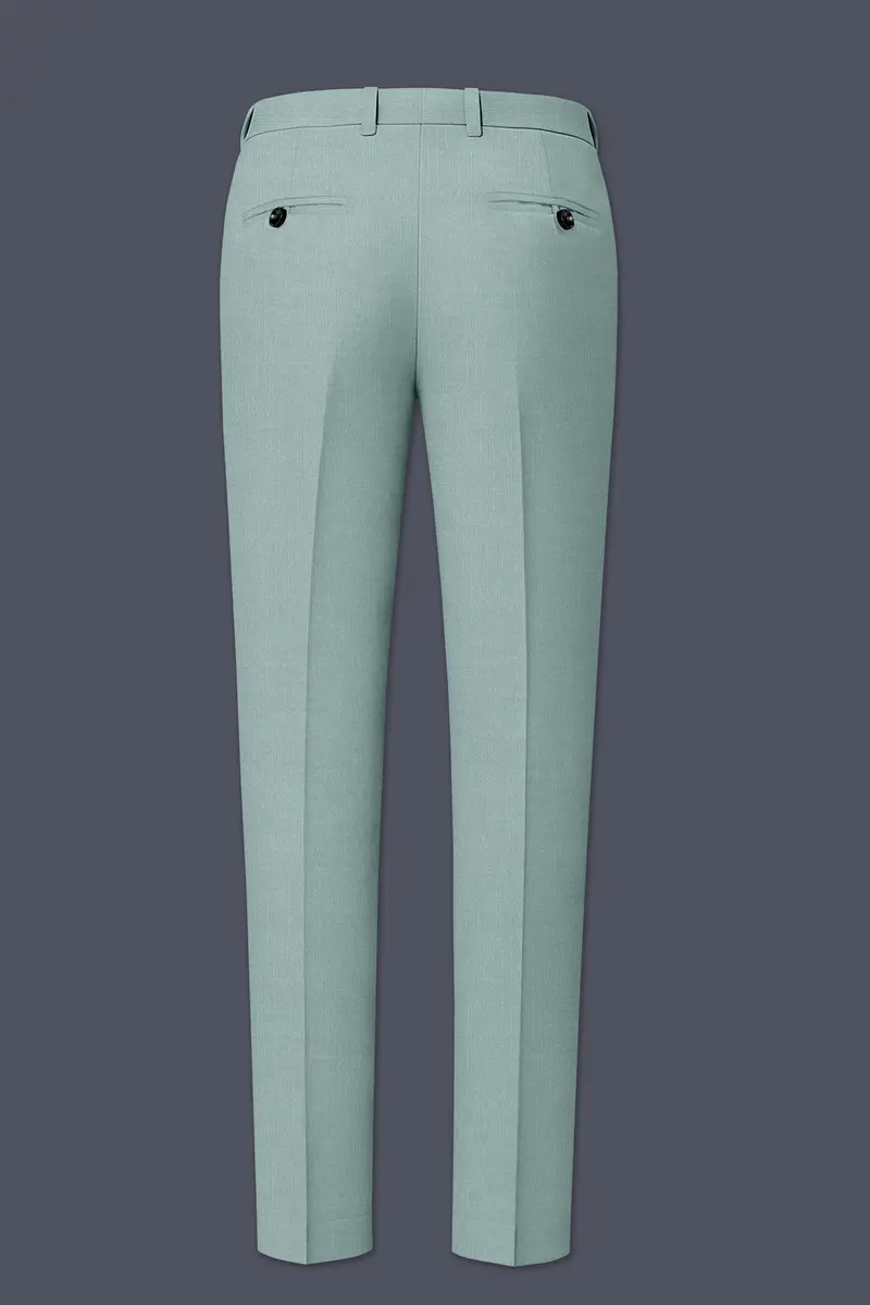 Tropic-Cadet Green Wool Rich Slight Stretch Double Breasted Suit 14