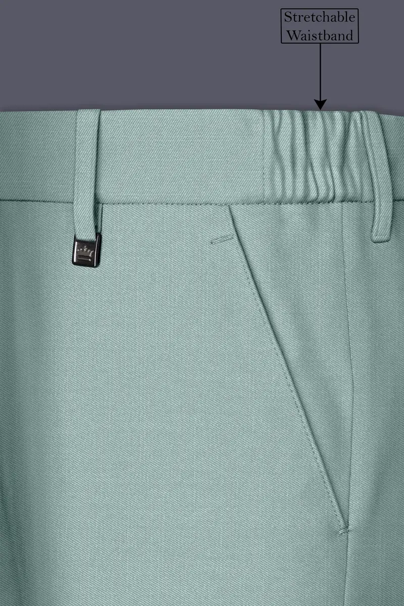 Tropic-Cadet Green Wool Rich Slight Stretch Double Breasted Suit 15