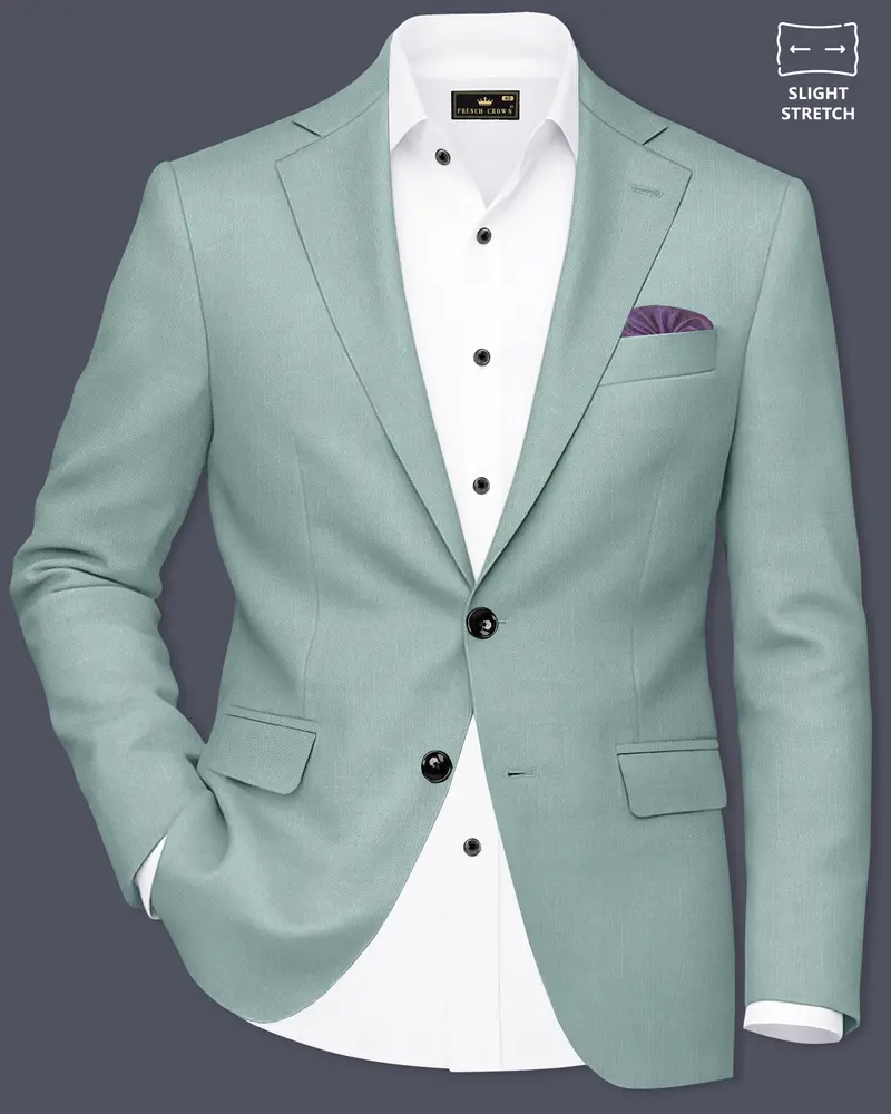Tropic-Cadet Green Wool Rich Slight Stretch Single Breasted Blazer 1