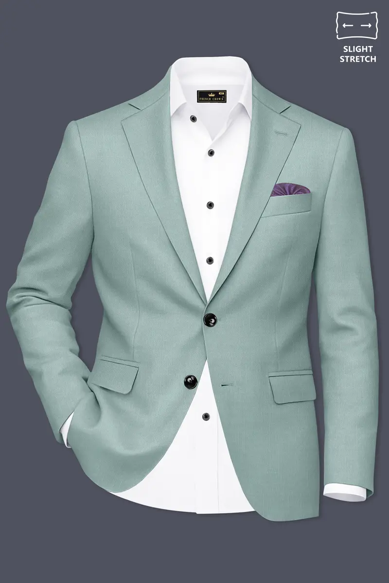 Tropic-Cadet Green Wool Rich Slight Stretch Single Breasted Blazer 2