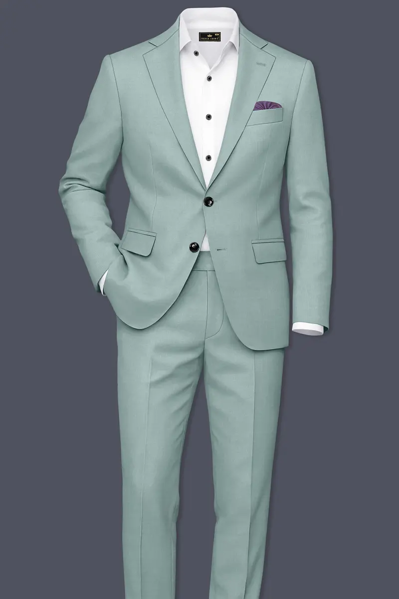 Tropic-Cadet Green Wool Rich Slight Stretch Single Breasted Blazer 4