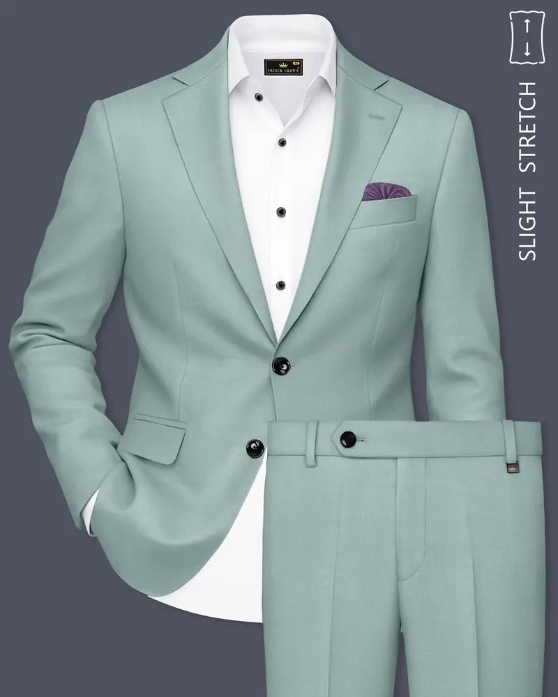 Tropic-Cadet Green Wool Rich Slight Stretch Single Breasted Suit 1