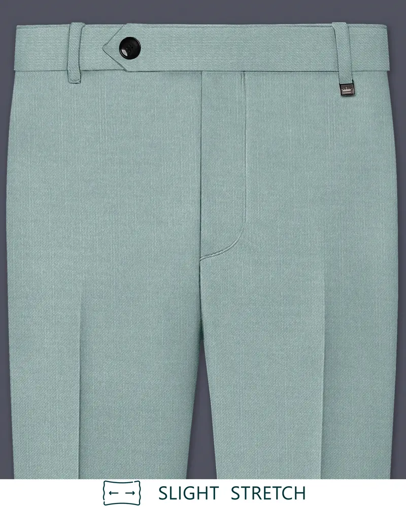 Tropic-Cadet Green Wool Rich Slight Stretch Waistband Pant 1
