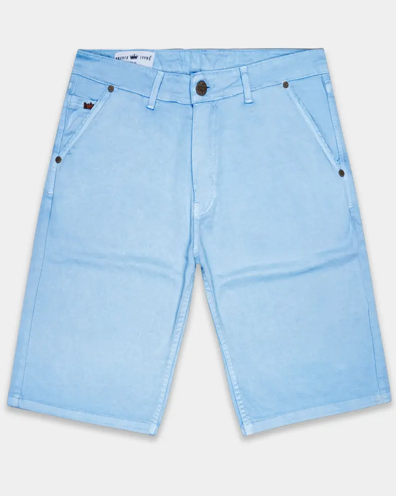 Tropical Blue Clean Look Denim Shorts 1