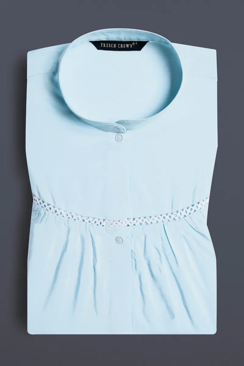 Tropical Blue Premium Cotton Designer Shirt 2