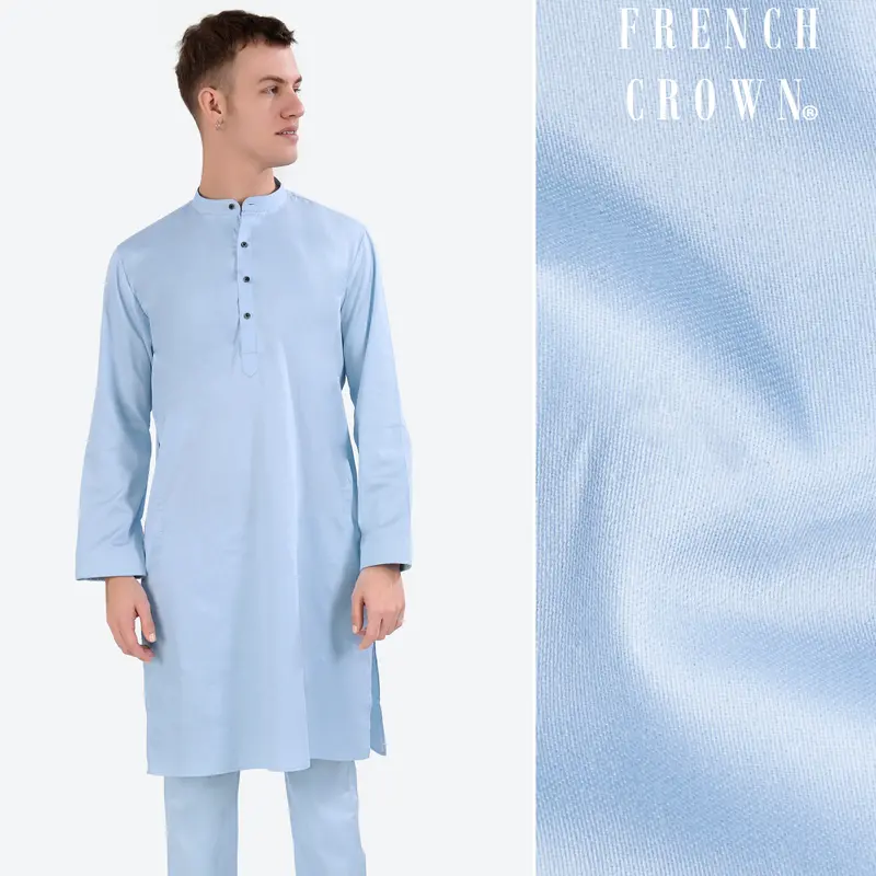 Tropical Blue Subtle Sheen Super Soft Premium Cotton Kurta 1