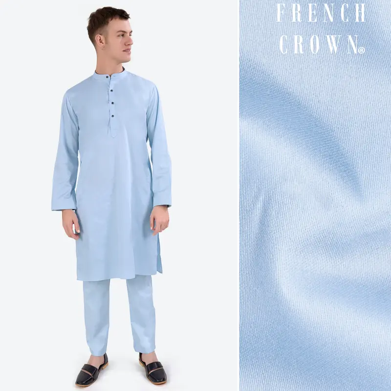 Tropical Blue Subtle Sheen Super Soft Premium Cotton Kurta Set 1