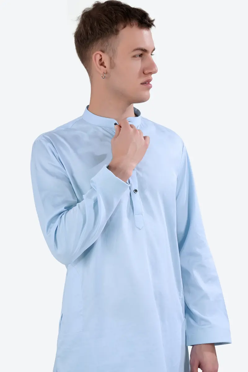 Tropical Blue Subtle Sheen Super Soft Premium Cotton Kurta Set 4