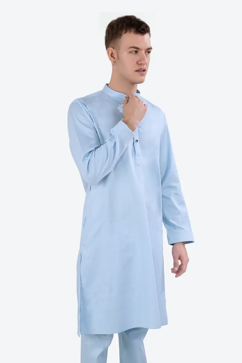 Tropical Blue Subtle Sheen Super Soft Premium Cotton Kurta Set 5