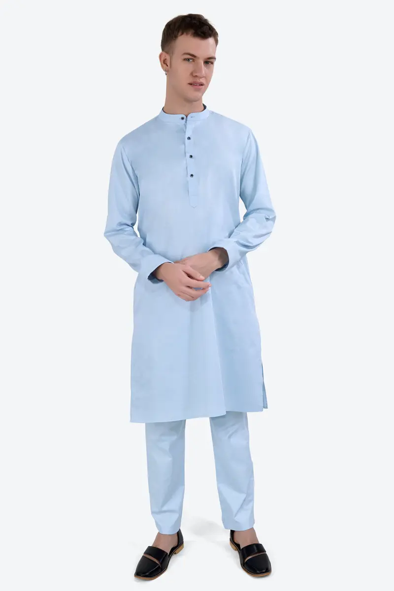 Tropical Blue Subtle Sheen Super Soft Premium Cotton Kurta Set 6