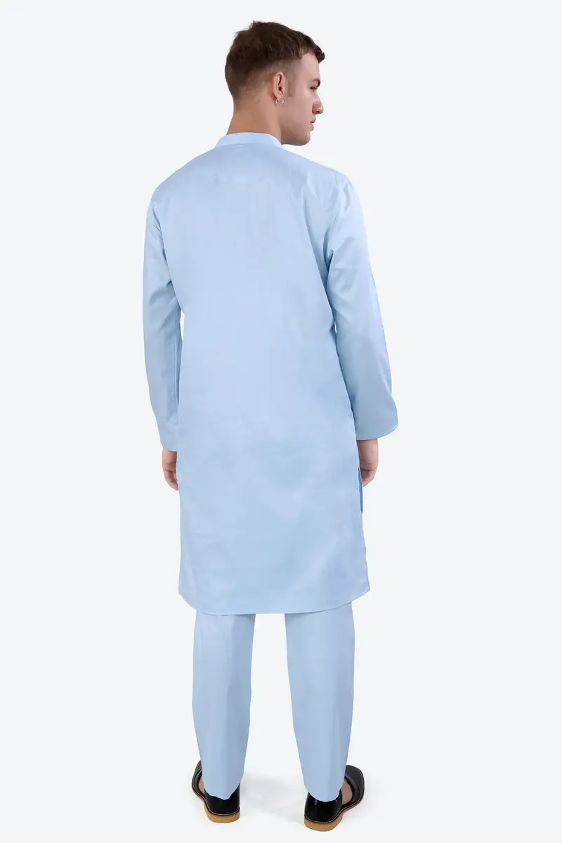 Tropical Blue Subtle Sheen Super Soft Premium Cotton Kurta Set 7