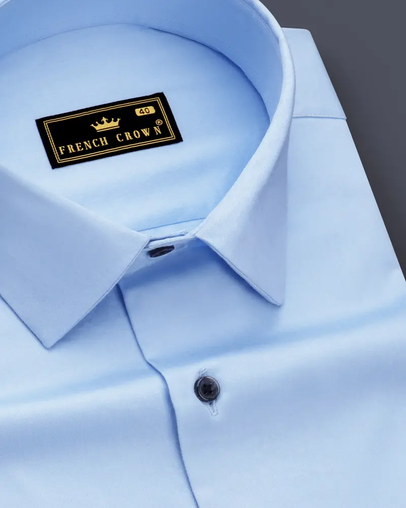 Tropical  Blue Subtle Sheen Super Soft Premium Cotton Shirt 1